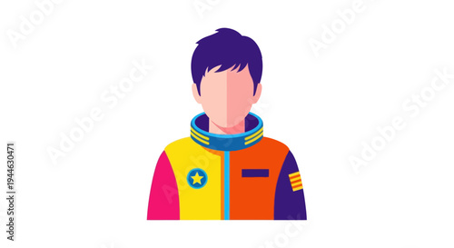 Astronaut illustration, space explorer in colorful suit, futuristic design, isolated on white