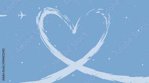 Heart Shape Created by Airplane Trails in a Blue Sky illustration