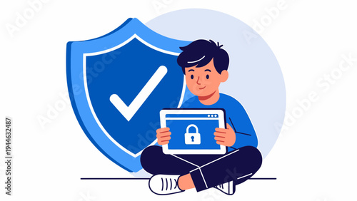 Child Safe Browsing and Digital Security illustration