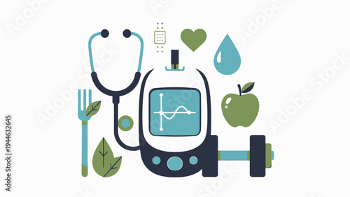 Diabetes Awareness and Healthcare Symbols illustration
