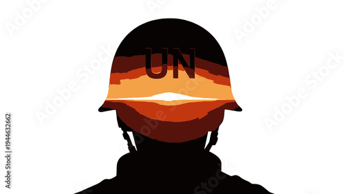 United Nations Peacekeeping Helmet Silhouette Illustration
