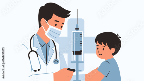 Doctor Administering Vaccine to a Young Patient illustration