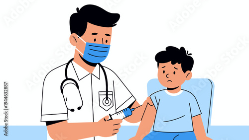 Doctor Administering Vaccine to a Child illustration