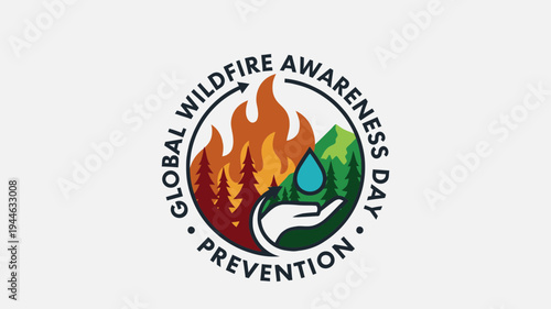 Global Wildfire Awareness Day Prevention Logo illustration