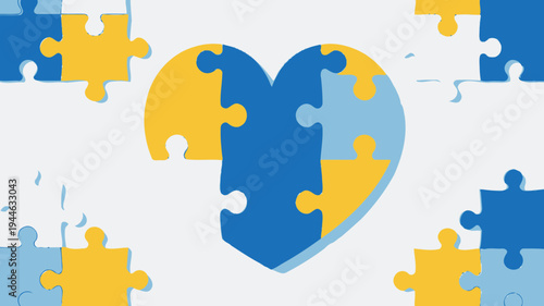 Heart Shape Jigsaw Puzzle in Ukrainian Colors illustration