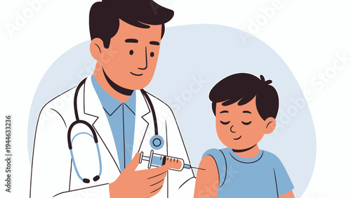 Child Vaccination by Doctor vector illustration