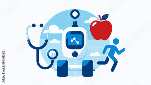 Diabetes Awareness and Healthy Lifestyle Concept illustration