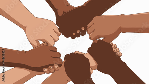 Diverse Hands Joined in a Circle illustration