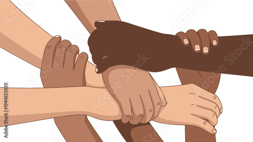 Diverse Hands Holding Together for Unity illustration