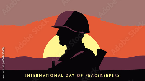 International Day of Peacekeepers Silhouette vector illustration