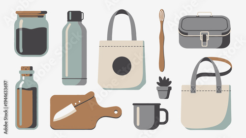 Eco-Friendly Zero Waste and Sustainable Living Products illustration