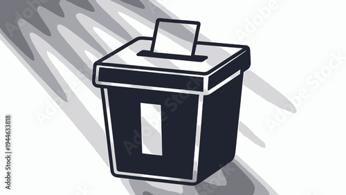 Black and White Graphic of a Ballot Box with Shadow illustration