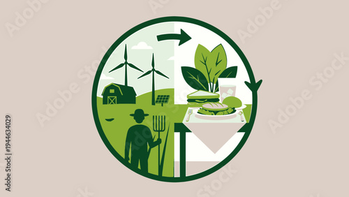 Sustainable Food Production Cycle Concept illustration