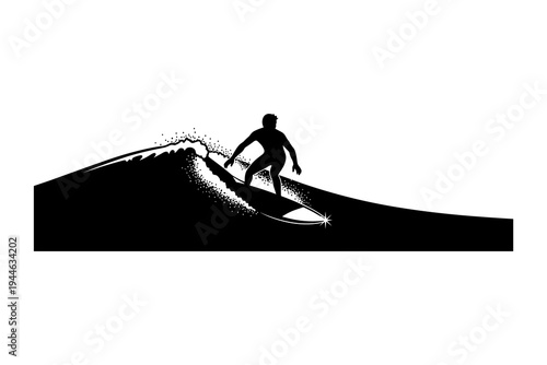 Vintage compass emblem with mountain and forest elements in monochrome design