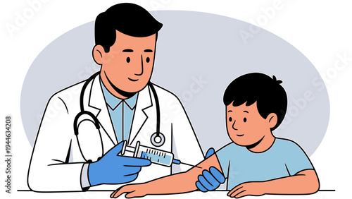 Doctor Administering Vaccine to a Child illustration