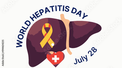 World Hepatitis Day Concept with Liver and Awareness Ribbon illustration