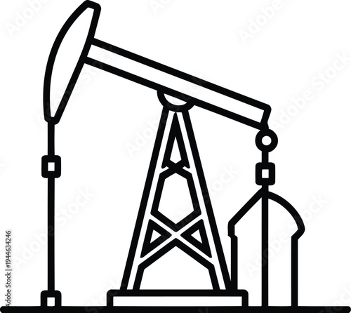 A simple line drawing depicts an oil pump jack commonly known as a rocking horse in operation