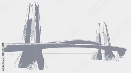 Abstract Bridge with Futuristic Architectural Design illustration
