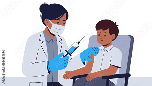Doctor Administering Vaccine to a Child illustration