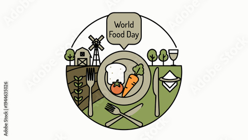 World Food Day Concept with Farm Elements illustration