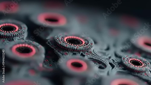 Intricate Fractal Composition with Luminous Red Accents and Organic Feel for Visualization Art Project