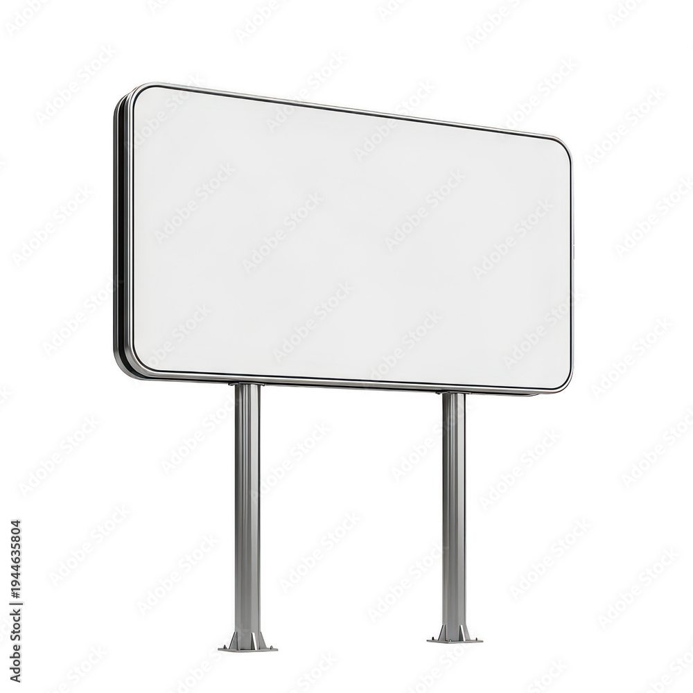 Fototapeta premium A blank rectangular sign mounted on two supporting poles