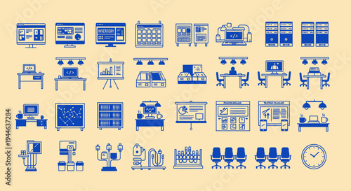 Modern Office and Technology Icons Collection