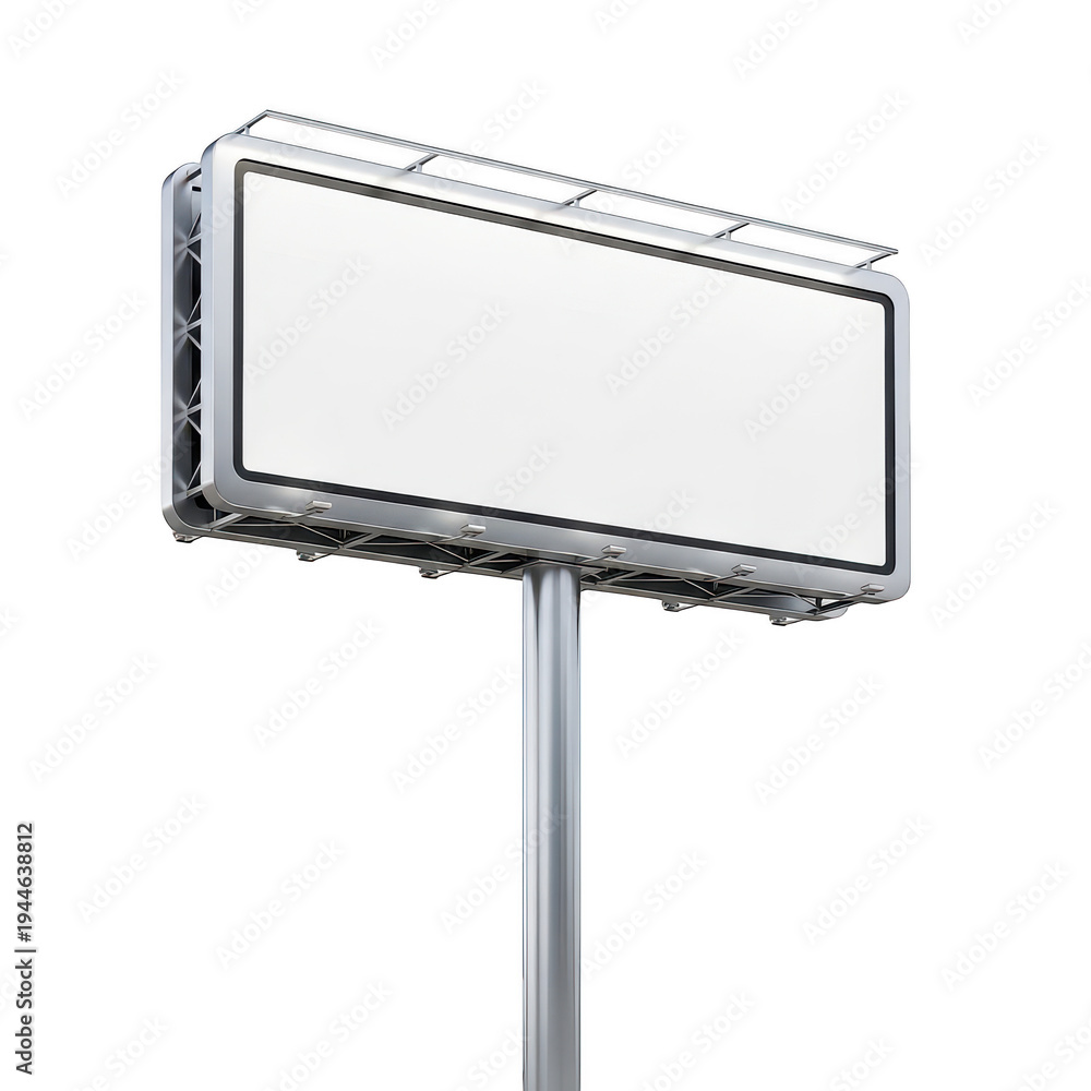Obraz premium Empty billboard mounted on a tall metal pole