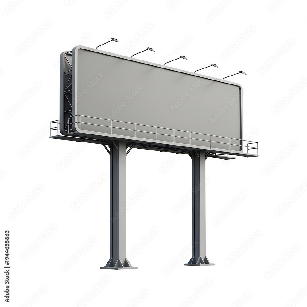 Obraz premium Large billboard mounted on two supporting poles in an outdoor setting