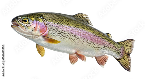 Canvas Print Rainbow trout PNG isolated on transparent background, freshwater fish with color
