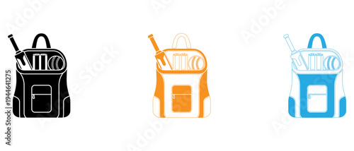Cricket bag with bat ball and stumps