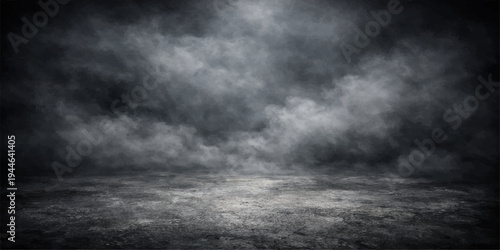 A dramatic dark storm cloudscape blankets the moody sky as an intense thunderstorm brings heavy rain and moody weather across the abstract horizon