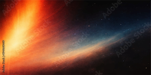 An abstract cosmos background featuring a glowing blue nebula and bright stars scattered across a dark outer space galaxy for a fantasy astronomy illustration