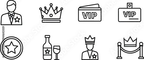 Vip access icons silhouette isolated on transparent background
