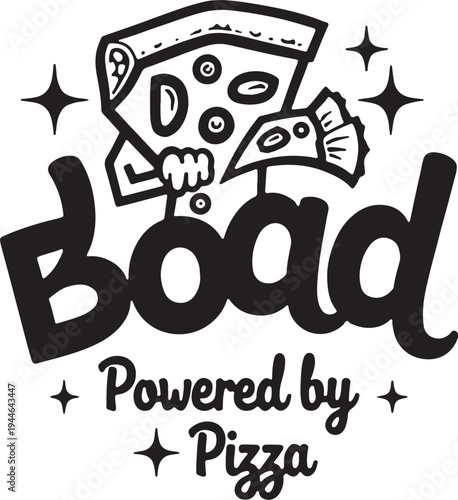 Vector pizza logo with text powered by pizza