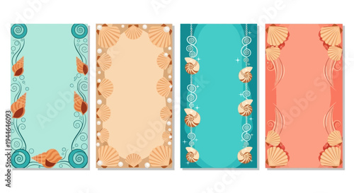 Seashell Border Designs - Beach and Ocean Themed Card Templates
