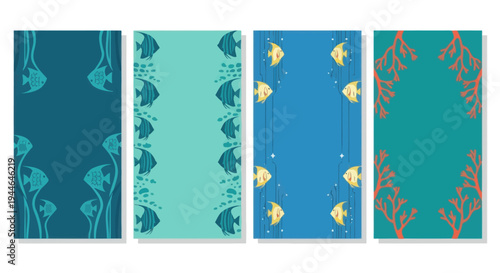 Underwater Scene: Fish, Coral, and Seaweed Patterns