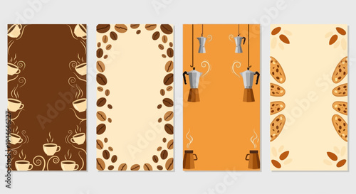 Coffee Themed Backgrounds: Cups, Beans, Moka Pots, and Cookies