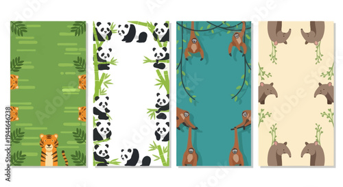 Cute Animal Borders: Pandas, Tigers, Orangutans, Bears