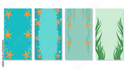 Sea Star and Bubbles Border Design, Underwater Theme