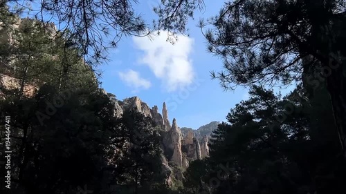 rocks and vertical mountain in canyon