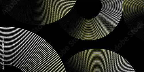 Flowing dots particles wave pattern green and yellow isolated on yellow, orange background gradient. Vector in concept of technology,