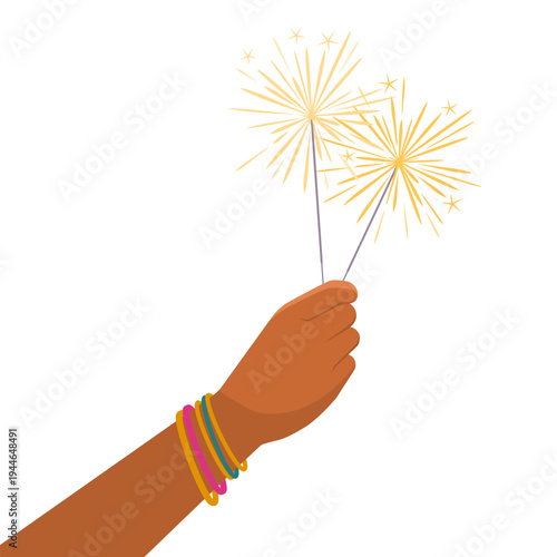 Hand holding sparkles Diwali celebration