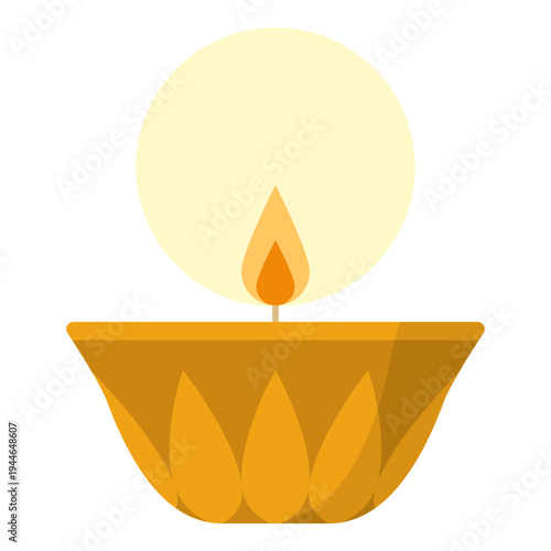 Diwali celebration: lit oil lamp