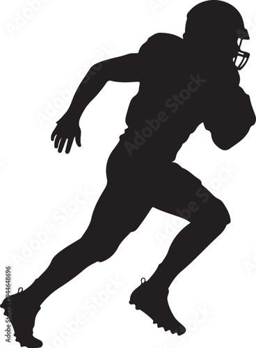 Black vector illustration of a running man silhouette and athlete person in action during a fitness sprint competition