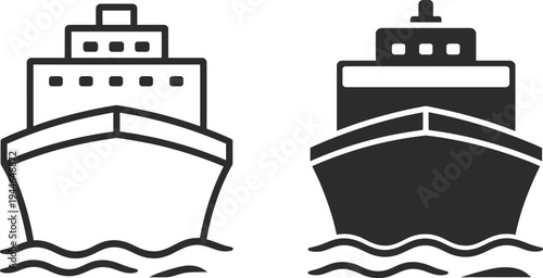 A set of minimalist black and white ship icons for maritime themes