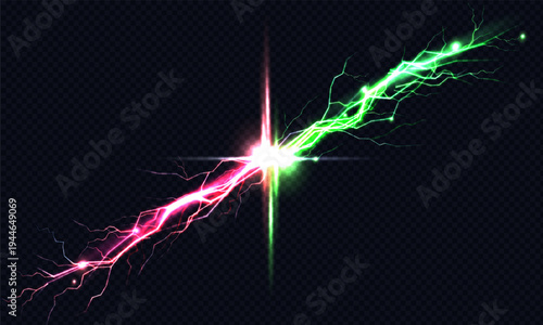 Versus background with vibrant neon lightning and thunder effects for epic battle scenes. Pink and green energy bolts in dramatic confrontation with electric sparks for gaming competition designs.