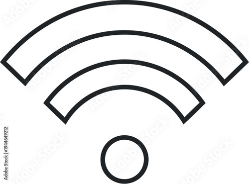A clean and modern outline icon representing wireless internet connectivity and network signal strength, perfect for digital interface designs and technology concepts.