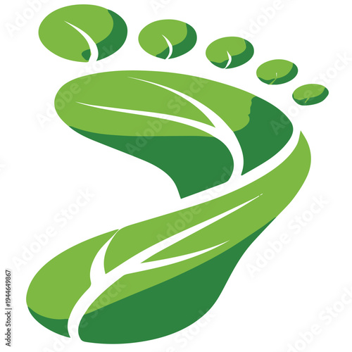 Stylized eco footprint logo composed of green leaves symbolizing sustainability ecological responsibility and reducing carbon footprint