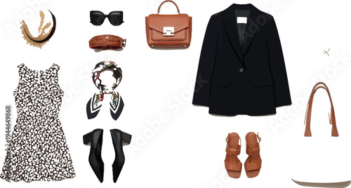 A curated collection of versatile women's spring and summer fashion accessories laid out flat for stylish outfit planning